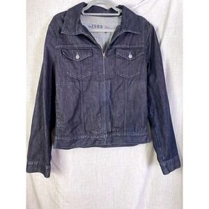 Gap 1969 Dark Wash Denim Jacket Medium Classic Zip Front Jean Trucker